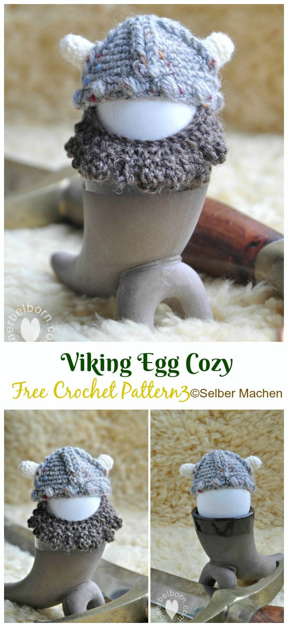 Viking Egg Cozy Crochet Free Pattern - #Crochet; #Easter; Egg Cozy Cover & Holder Free Patterns