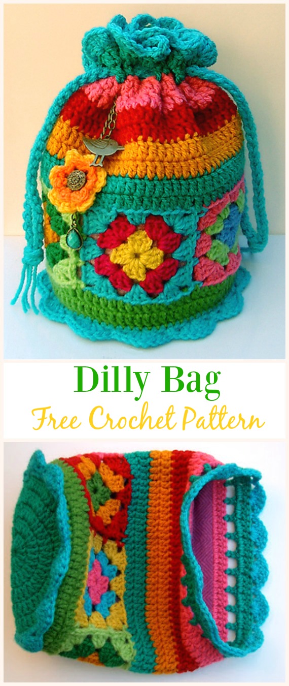 Crochet Drawstring Bags Free Patterns & DIY Tutorials