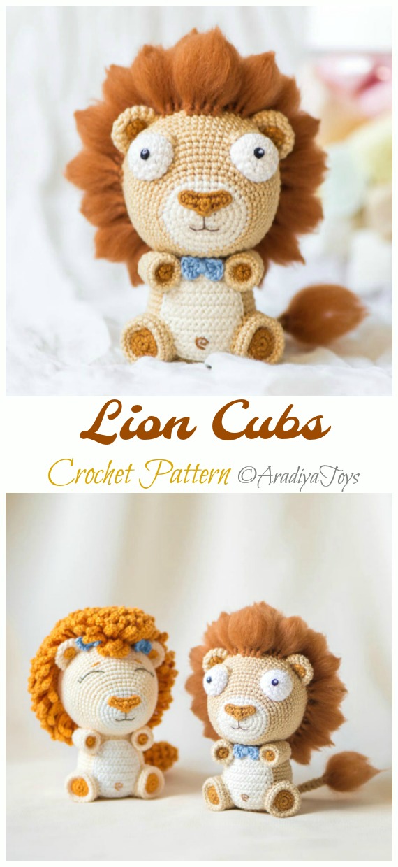 Crochet Lion Cubs Bobby and Lily Amigurumi  Pattern - #Amigurumi; #Lion; Crochet Patterns