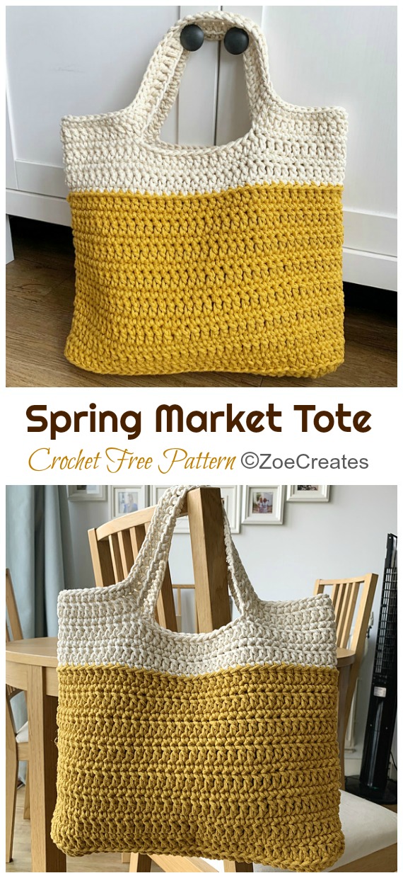 Spring Market Tote Crochet Free Pattern - Trendy Free Market #Bag; #Crochet; Patterns