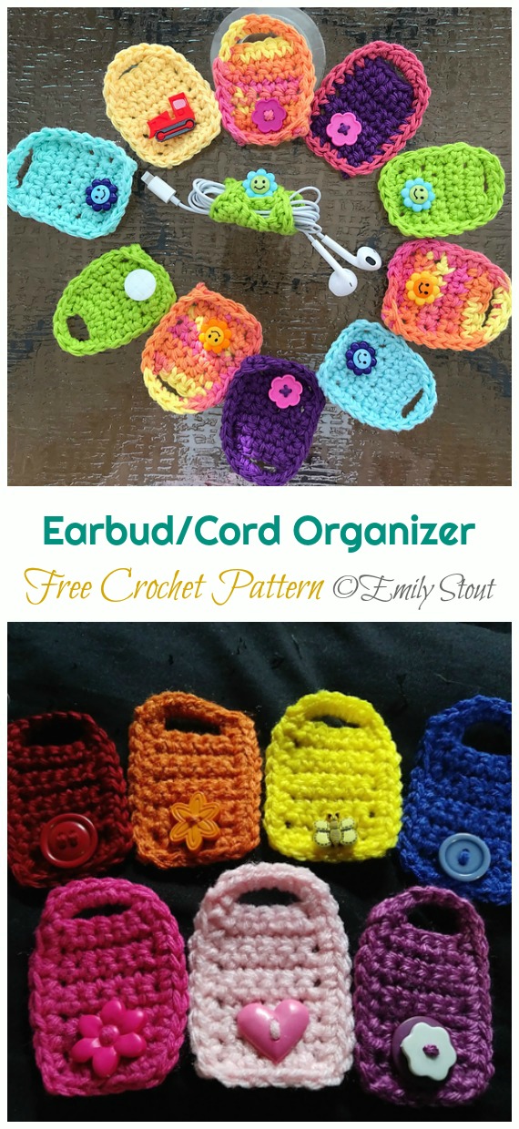 Earbud/Cord Organizer Crochet Free Pattern - #Earbud; Pouch Free #Crochet; Patterns  