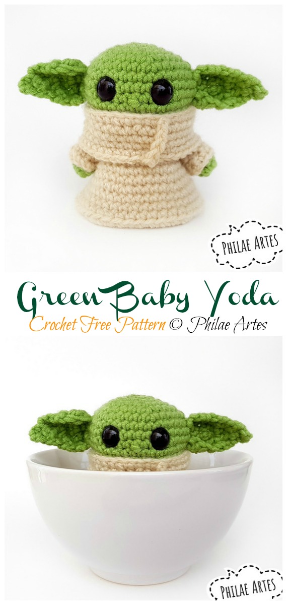 Crochet Green Baby Yoda  Amigurumi Free Pattern - #Amigurumi; Star War #Yoda; Free Crochet Patterns