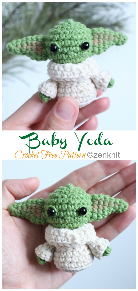 Crochet Baby Yoda Amigurumi Free Pattern - #Amigurumi; Star War #Yoda; Free Crochet Patterns