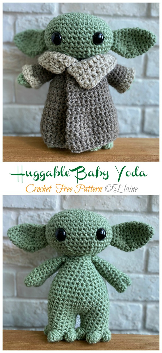 Crochet Huggable Baby Yoda Amigurumi Free Pattern - #Amigurumi; Star War #Yoda; Free Crochet Patterns