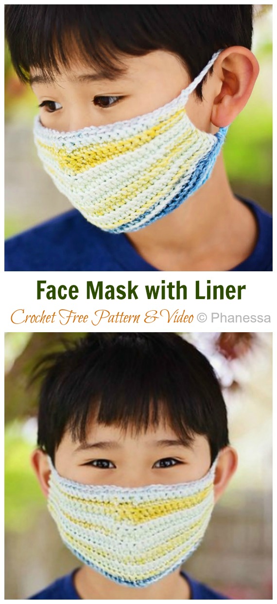 Face Mask with Liner Crochet Free Pattern - Face #Mask; #Crochet; Free Patterns