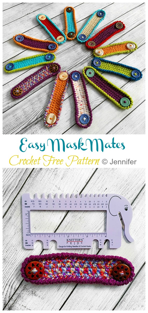 Mask Mates Free Crochet Pattern - Face #Mask; Straps Ear Saver #Crochet; Free Patterns   