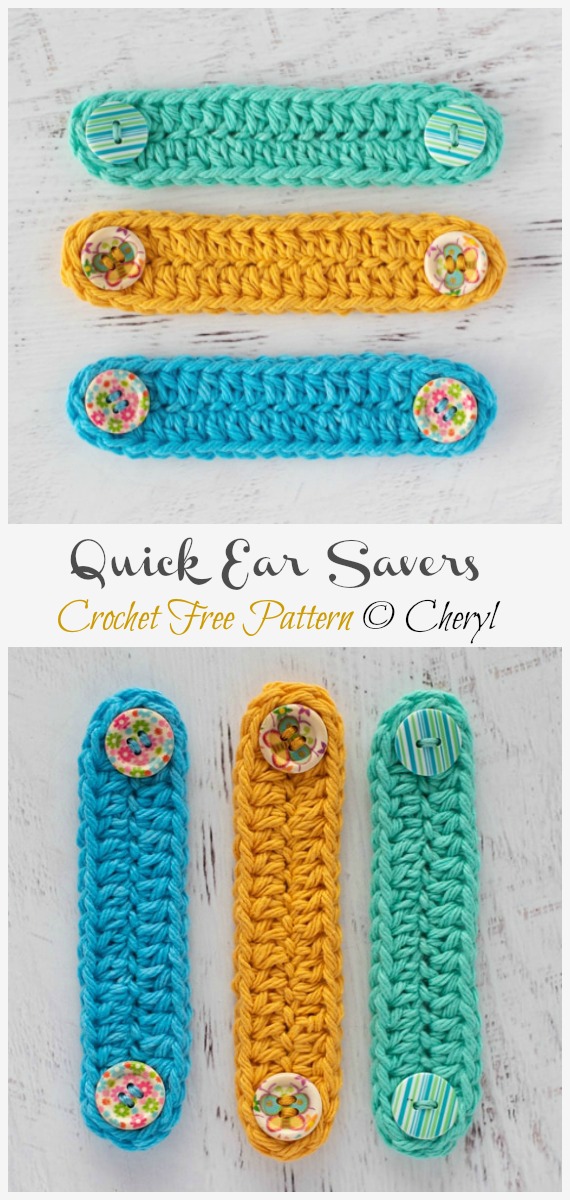 Crochet Quick Mask Ear Saver Free Pattern - Face #Mask; Straps Ear Saver #Crochet; Free Patterns  