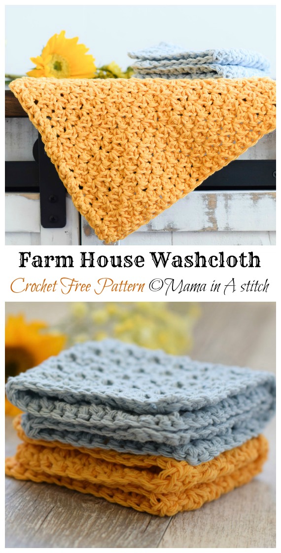 Farm House Washcloth Crochet Free Pattern - Modern #DishCloth; Free #Crochet; Patterns