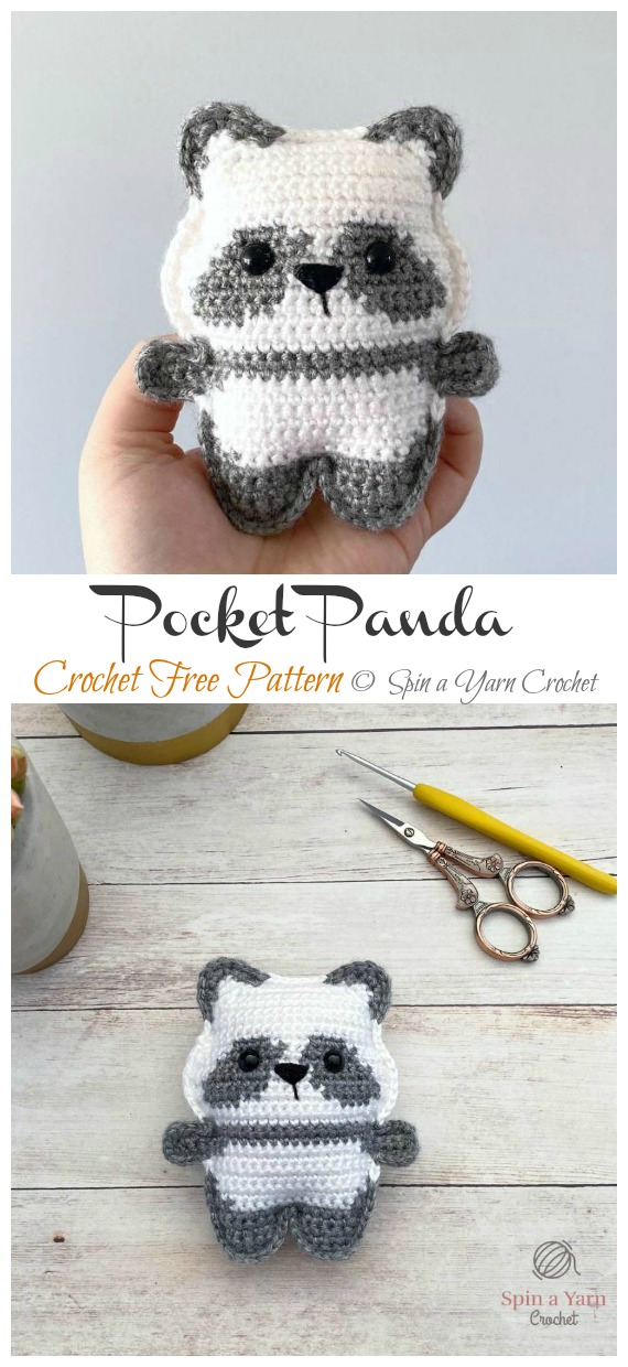 Crochet Pocket Panda Amigurumi Free Patterns- Amigurumi #Panda; Free #Crochet; Patterns