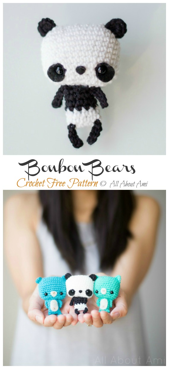 Crochet Bonbon Bears Amigurumi Free Patterns- Amigurumi #Panda; Free #Crochet; Patterns