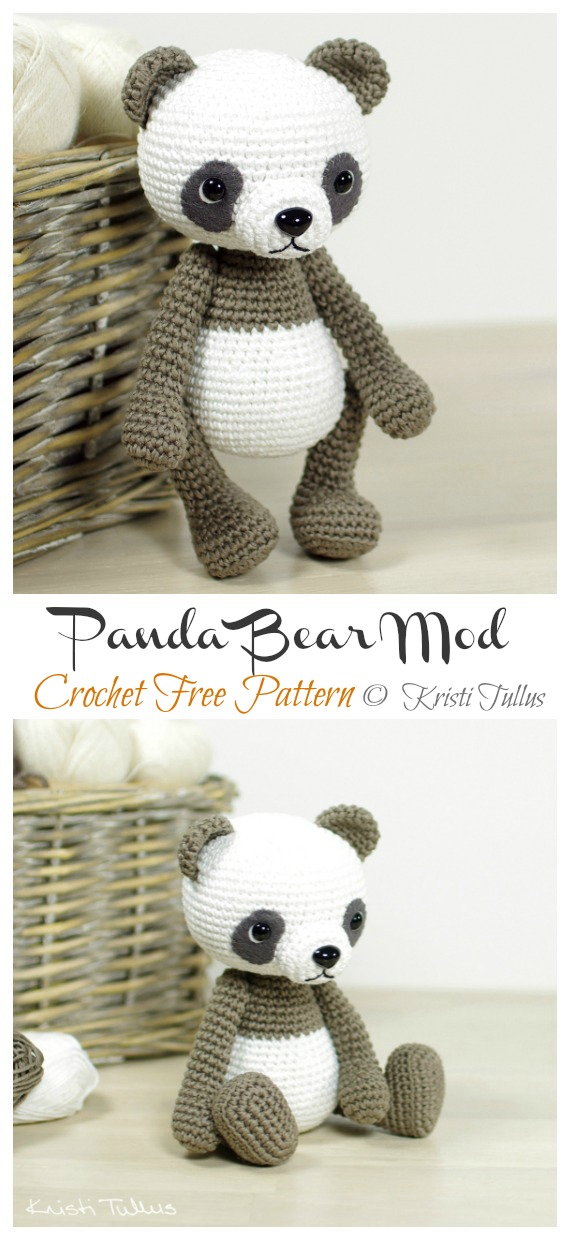Crochet Panda Bear Mod Amigurumi Free Patterns-  Amigurumi #Panda; Free #Crochet; Patterns