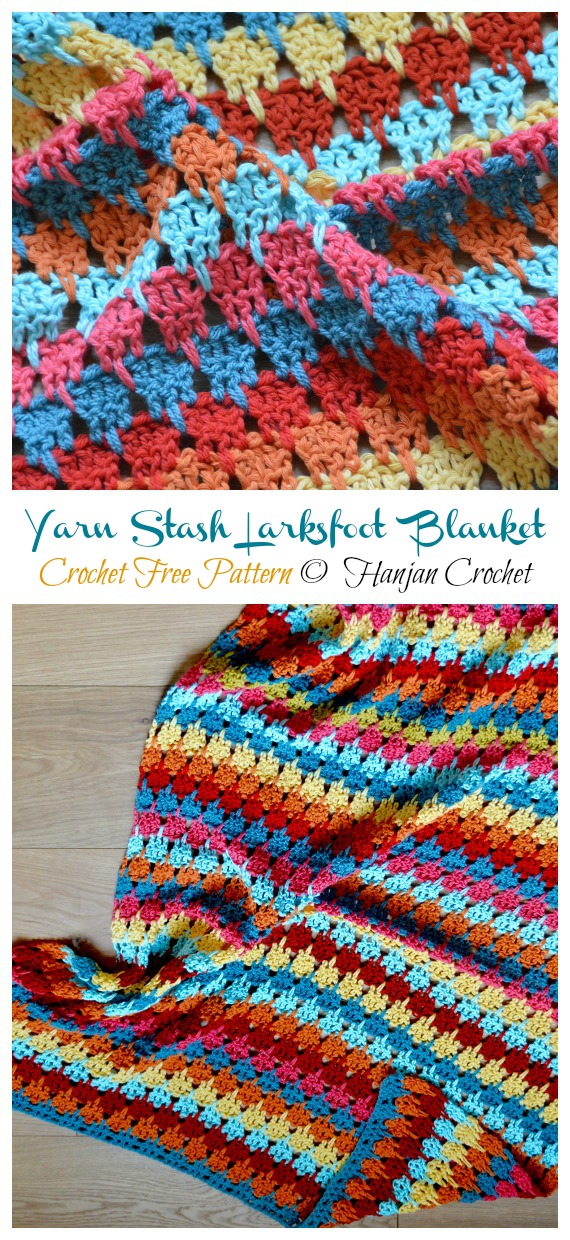 Yarn Stash Larksfoot Blanket Crochet Free Pattern - Yarn #Buster; #Blanket; Free Crochet Patterns