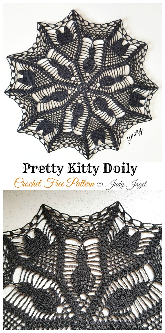 Pretty Kitty Doily Free Crochet Pattern - #Halloween; Doily Crochet Free Patterns