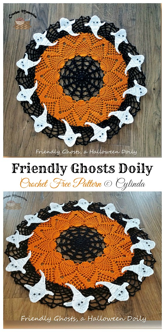 Friendly Ghosts Doily Free Crochet Pattern - #Halloween; Doily Crochet Free Patterns