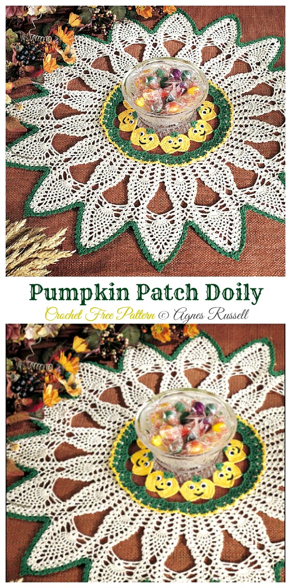 Pumpkin Patch Doily Free Crochet Pattern - #Halloween; Doily Crochet Free Patterns