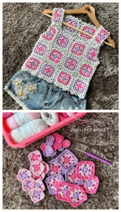 Granny Squares Summer Top Crochet Free Patterns • DIY How To