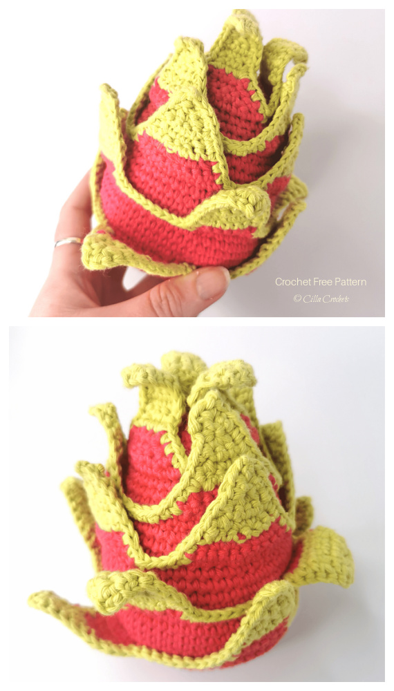 Amigurumi Dragon Fruit Crochet Free Pattern - Amigurumi #Fruits; Free #Crochet; Patterns