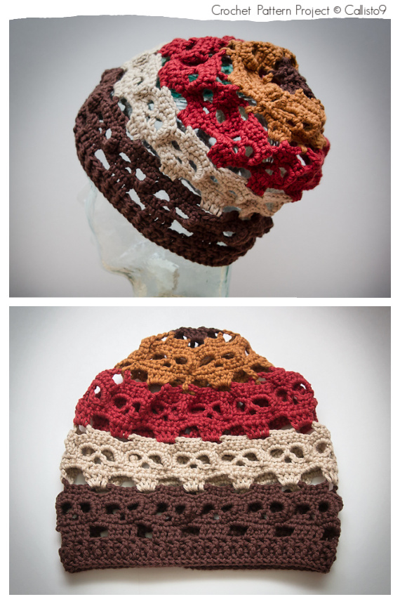 Creepy Sugar Skulls Slouchy Hat Free Crochet Patterns #Crochet; #Skull; #Halloween; #Hat;