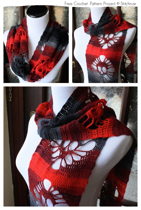 Solid Body Skull Scarf Free Crochet Patterns #Crochet; #Skull; #Halloween; #Scarf;