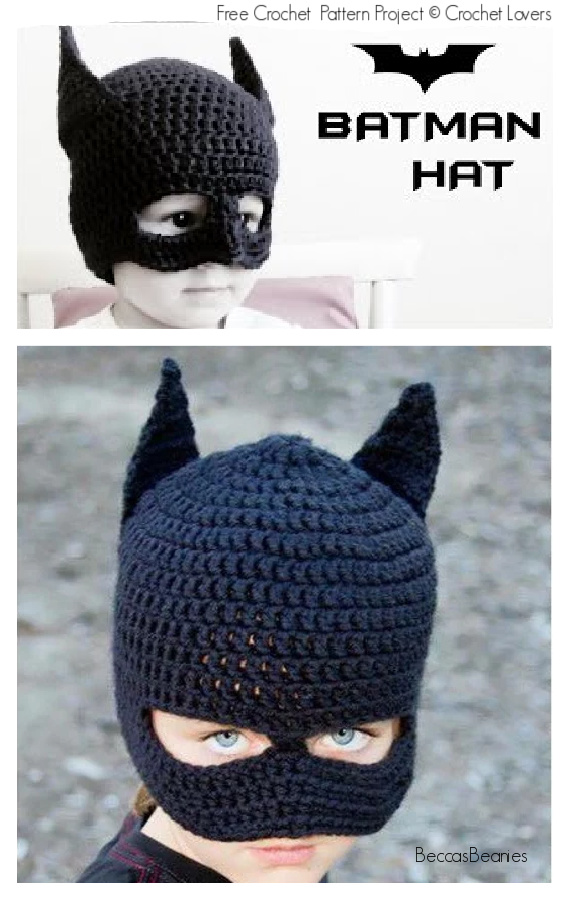 Batman Hat Crochet Free Patterns #Crochet; #Halloween; #Hat;