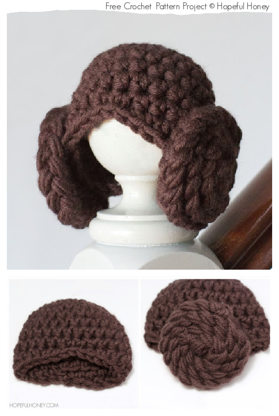 Princess Leia Beanie Hat Crochet Free Patterns #Crochet; #Halloween; #Hat;