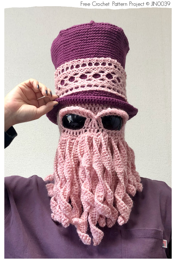 Cthulhu Octopus hat Crochet Free Patterns #Crochet; #Halloween; #Hat;