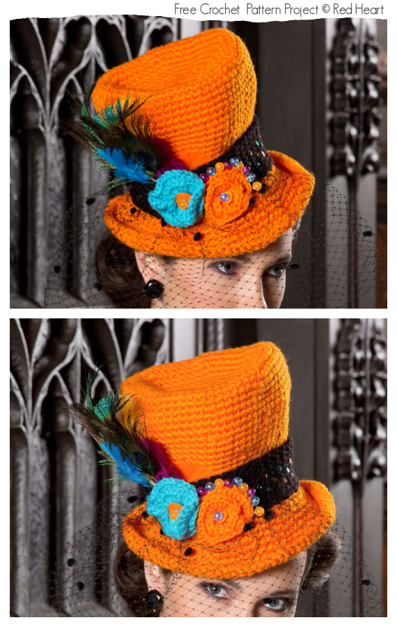 Halloween Top Hat Crochet Free Patterns #Crochet; #Halloween; #Hat;
