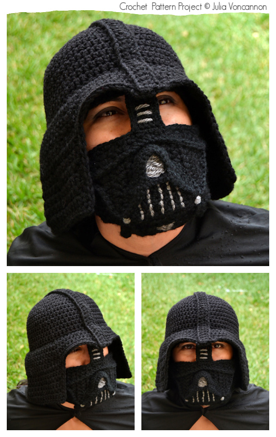 Darth Vader Hat Crochet Patterns #Crochet; #Halloween; #Hat;