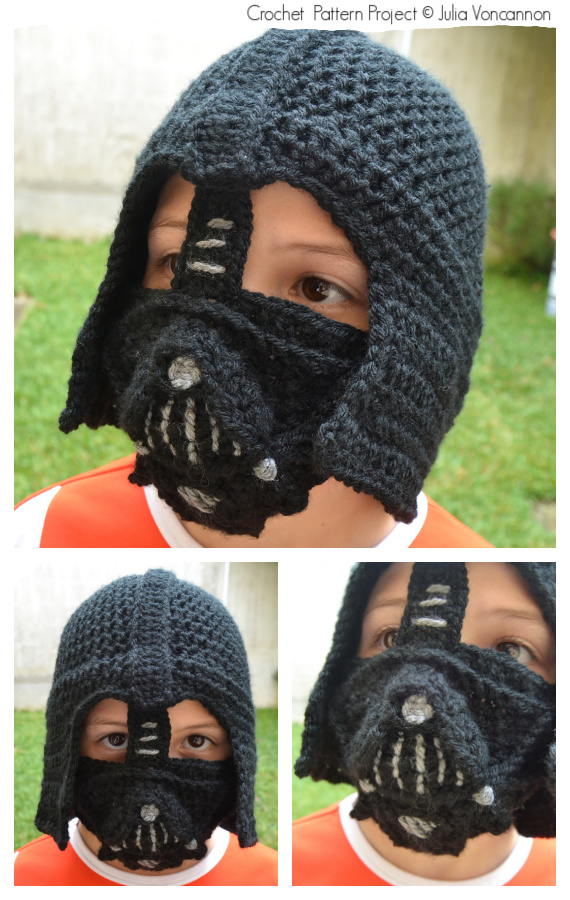 Kids Darth Vader Hat Crochet Patterns #Crochet; #Halloween; #Hat;