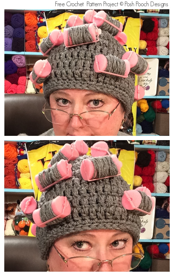 Oma's Curlers Hat Crochet Free Patterns #Crochet; #Halloween; #Hat;