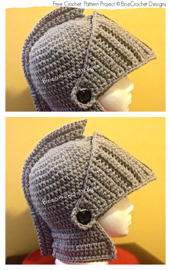 Extra Thick Knights Helmet Hat Crochet Free Patterns #Crochet; #Halloween; #Hat;