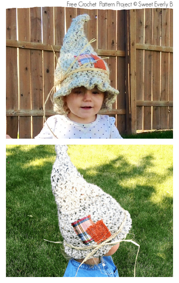 Toddler Scarecrow Hat Crochet Free Patterns #Crochet; #Halloween; #Hat;