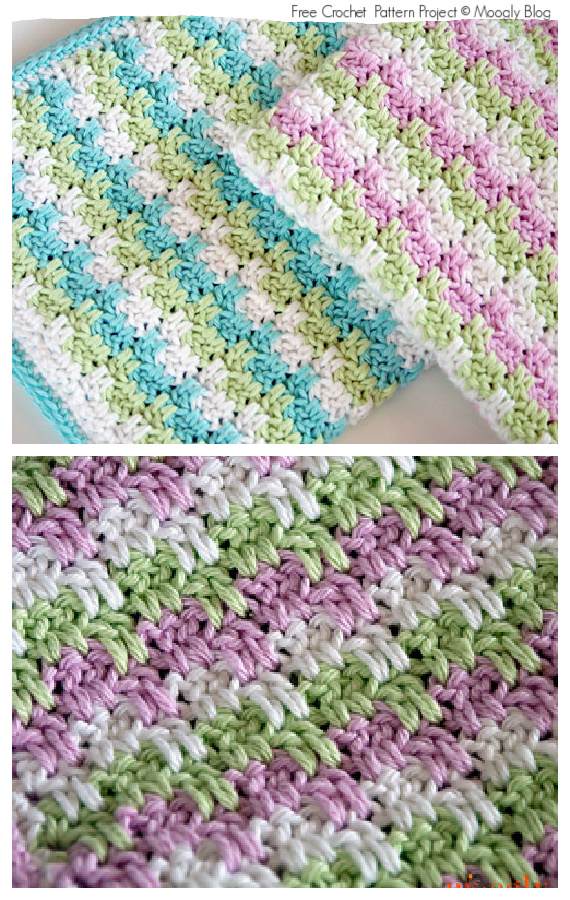 Leaping Stripes and Blocks Blanket Crochet Free Pattern #Crochet; #Blanket; 