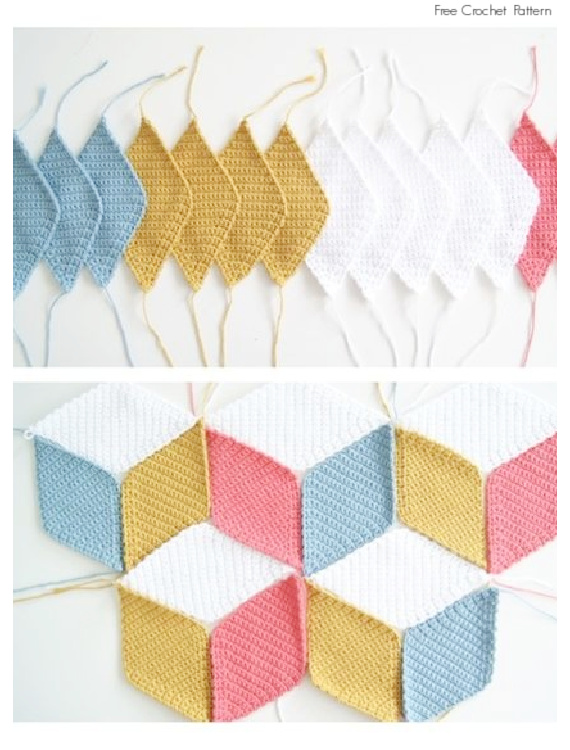 3D Diamond Blanket Crochet Free Pattern Video