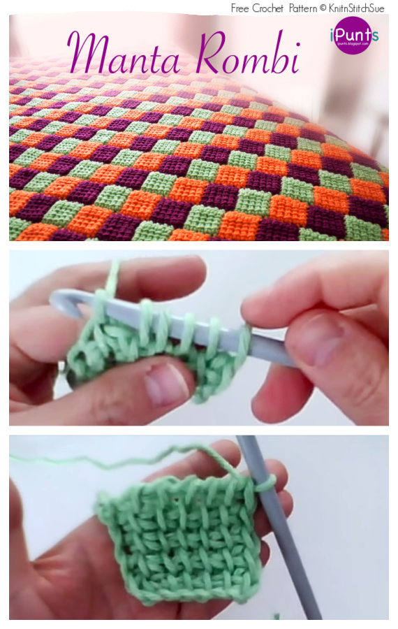 Tunisian Crochet Entrelac Blanket Free Pattern Video