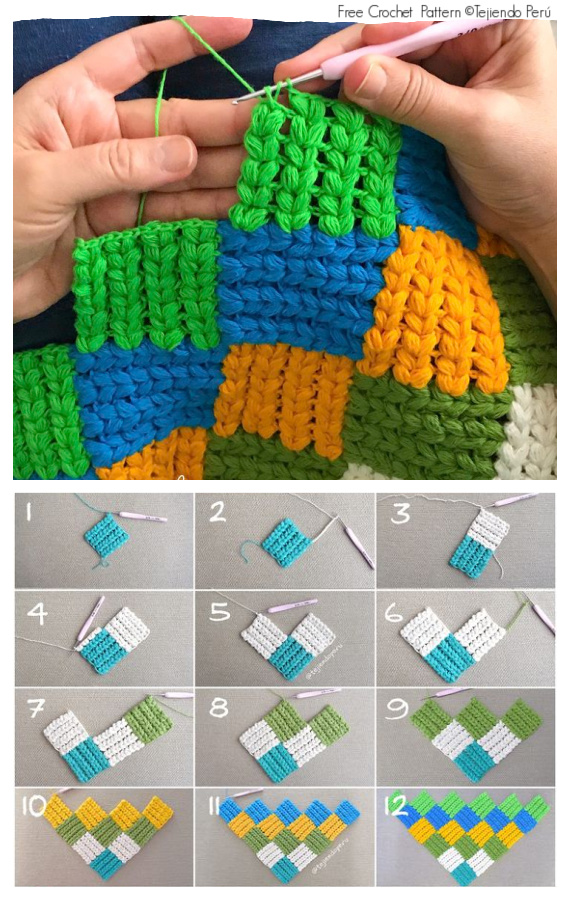 Puff Braid Entrelac Blanket Crochet Free Pattern Video