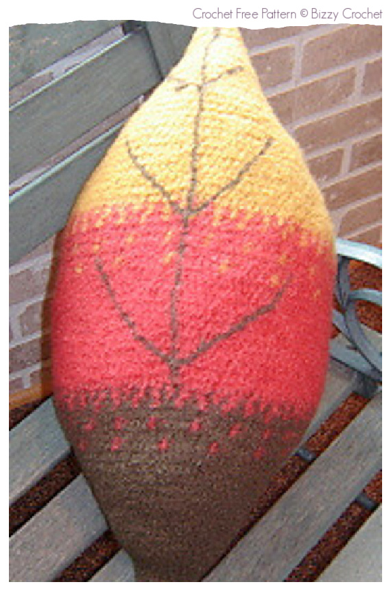 Felted Fall Leaf Pillow Free Crochet Patterns #Crochet; #Pillow; #Fall