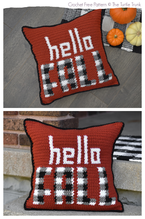 Hello Fall Pillow Free Crochet Patterns #Crochet; #Pillow; #Fall