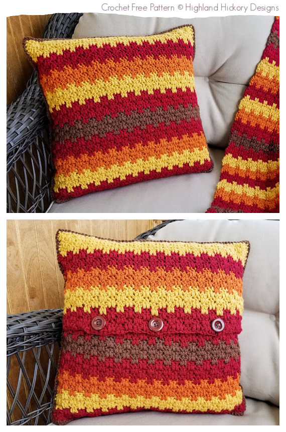 Fall Foliage Pillow Free Crochet Patterns #Crochet; #Pillow; #Fall