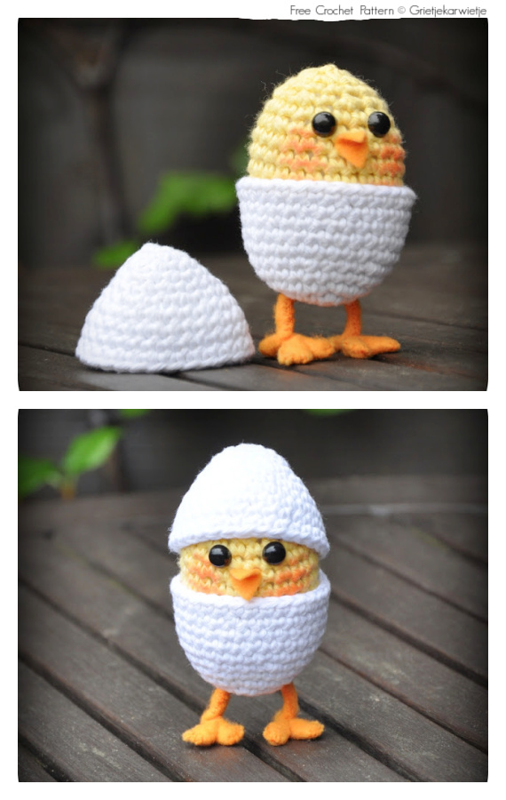 Amigurumi Baby Chicken in Egg on legs Crochet Free Pattern