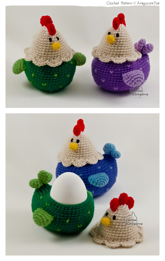 Amigurumi Easter Chicken Egg Cozy Crochet Pattern  #Crochet, #Easter; 