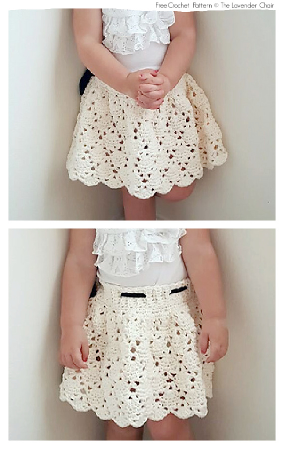 Little Girl's Vintage Skirt Crochet Free Pattern #Girls; #Skirt;