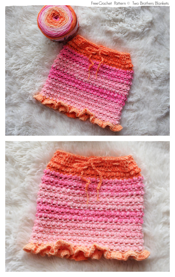 Little Girl's Textures Baby Skirt Crochet Free Pattern #Girls; #Skirt;