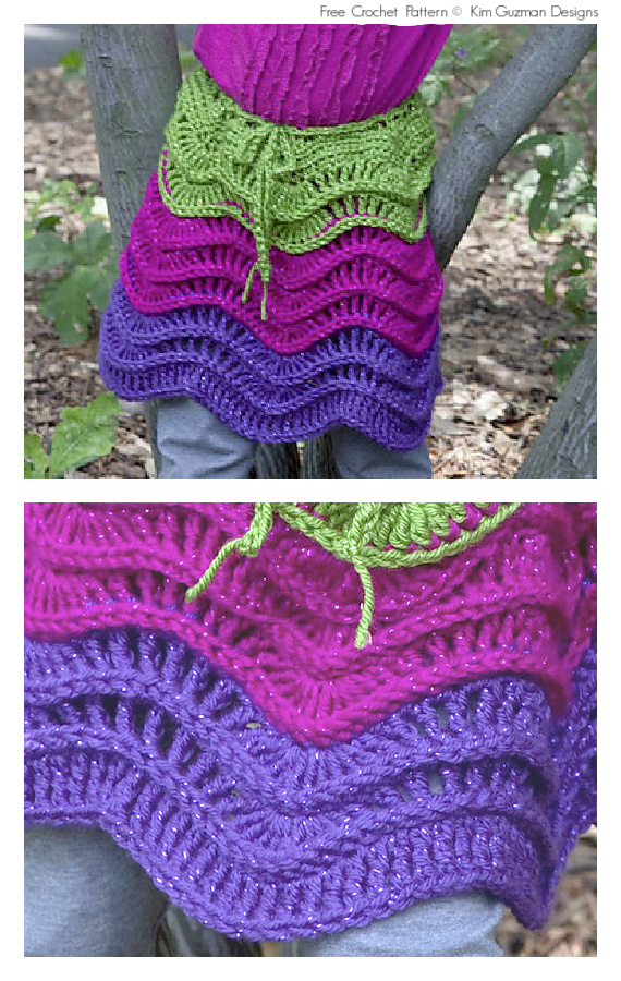 Little Girl's Salsa Party Skirt Crochet Free Pattern #Girls; #Skirt;