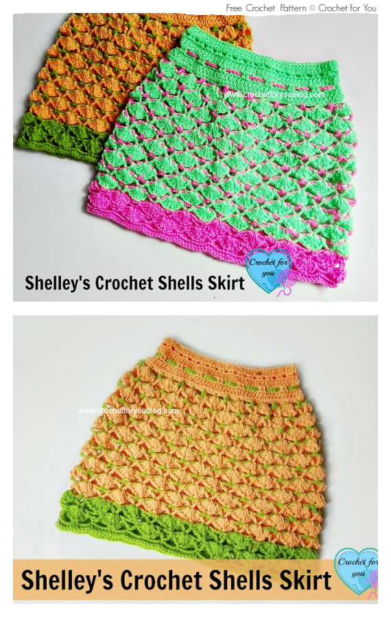Shelley’s Shells Skirt Crochet Free Pattern #Girls; #Skirt;