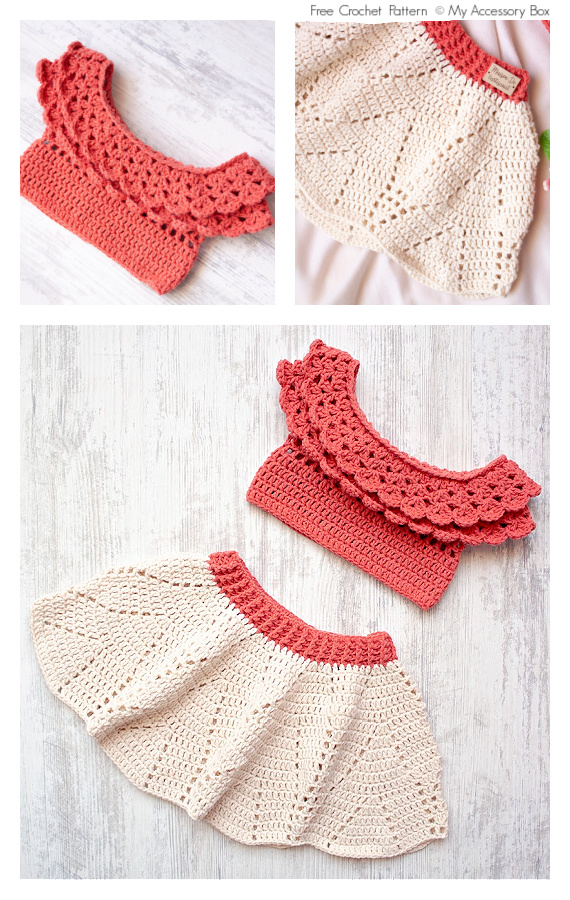 Baby Bloom Skirt Set Crochet Free Pattern #Girls; #Skirt;