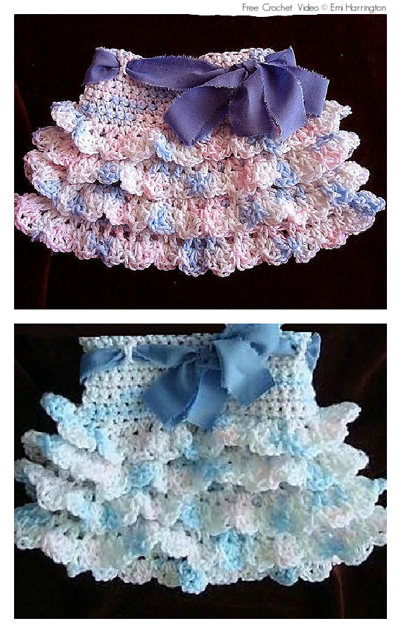 Ruffled Skirt Crochet Free Pattern [Video] #Girls; #Skirt;