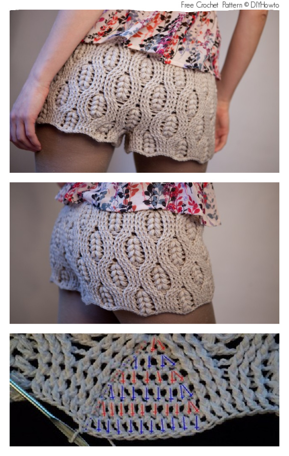 Crochet Wheat Stitch Summer Shorts Free Pattern