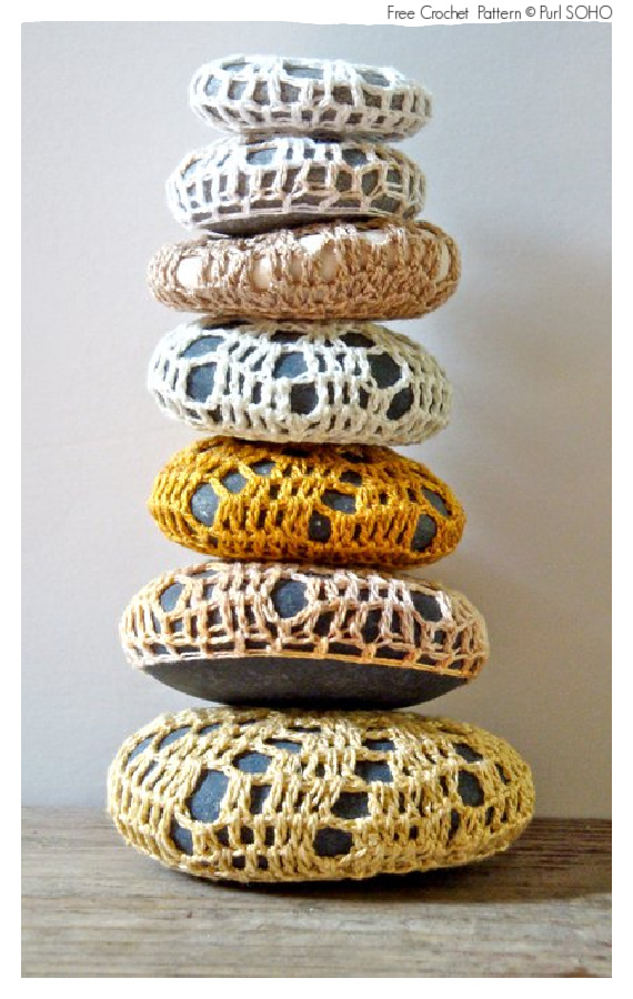 Covered Sea Stones Crochet Free Pattern #Crochet; Pebble #Stone; 