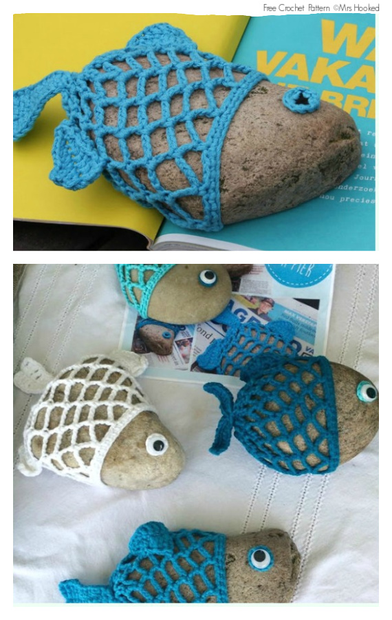 Crochet Stone Fish Cozy Free Pattern-#Crochet; Pebble #Stone;